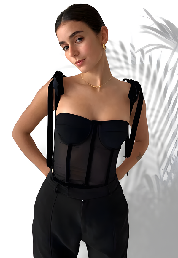 Midnight Muse Sheer Corset Top