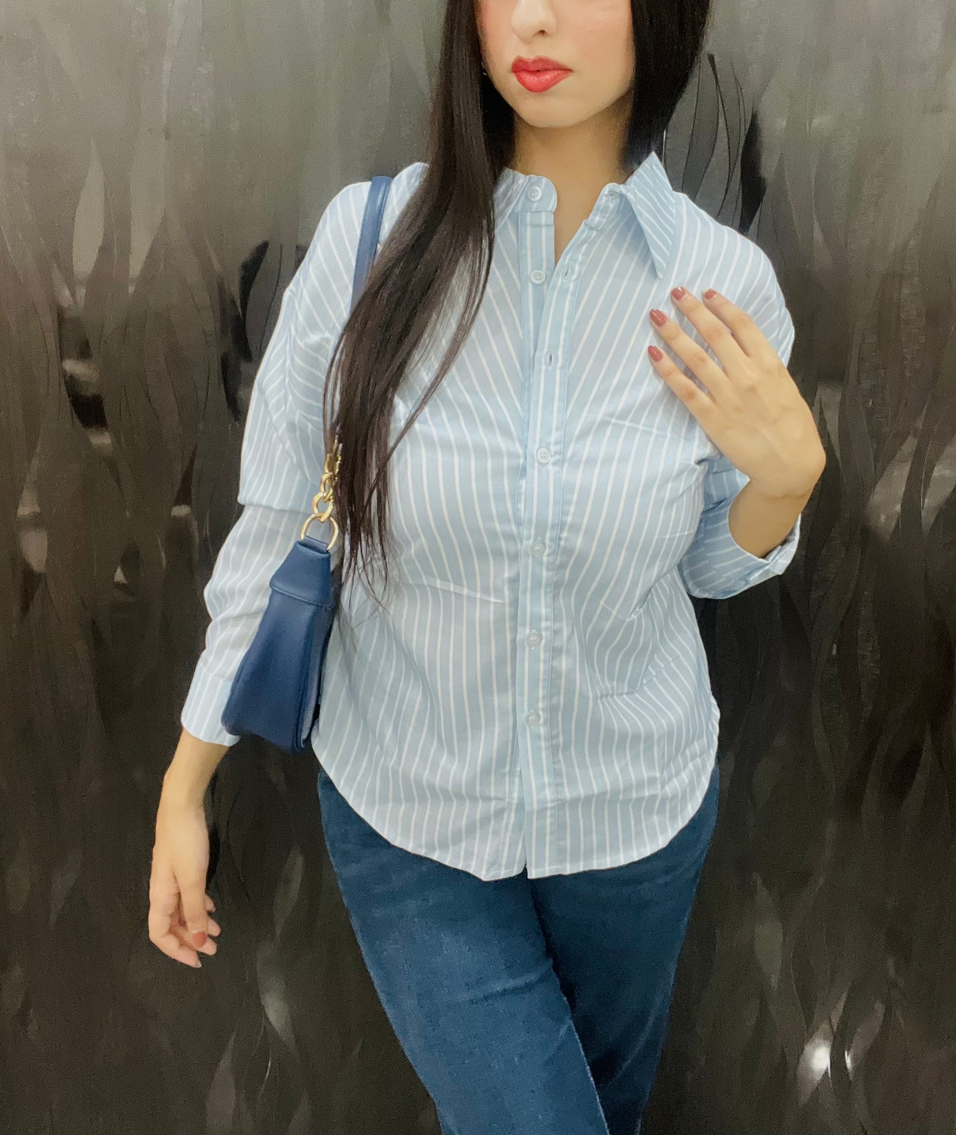 Collar Striped Long Sleeve Shirt