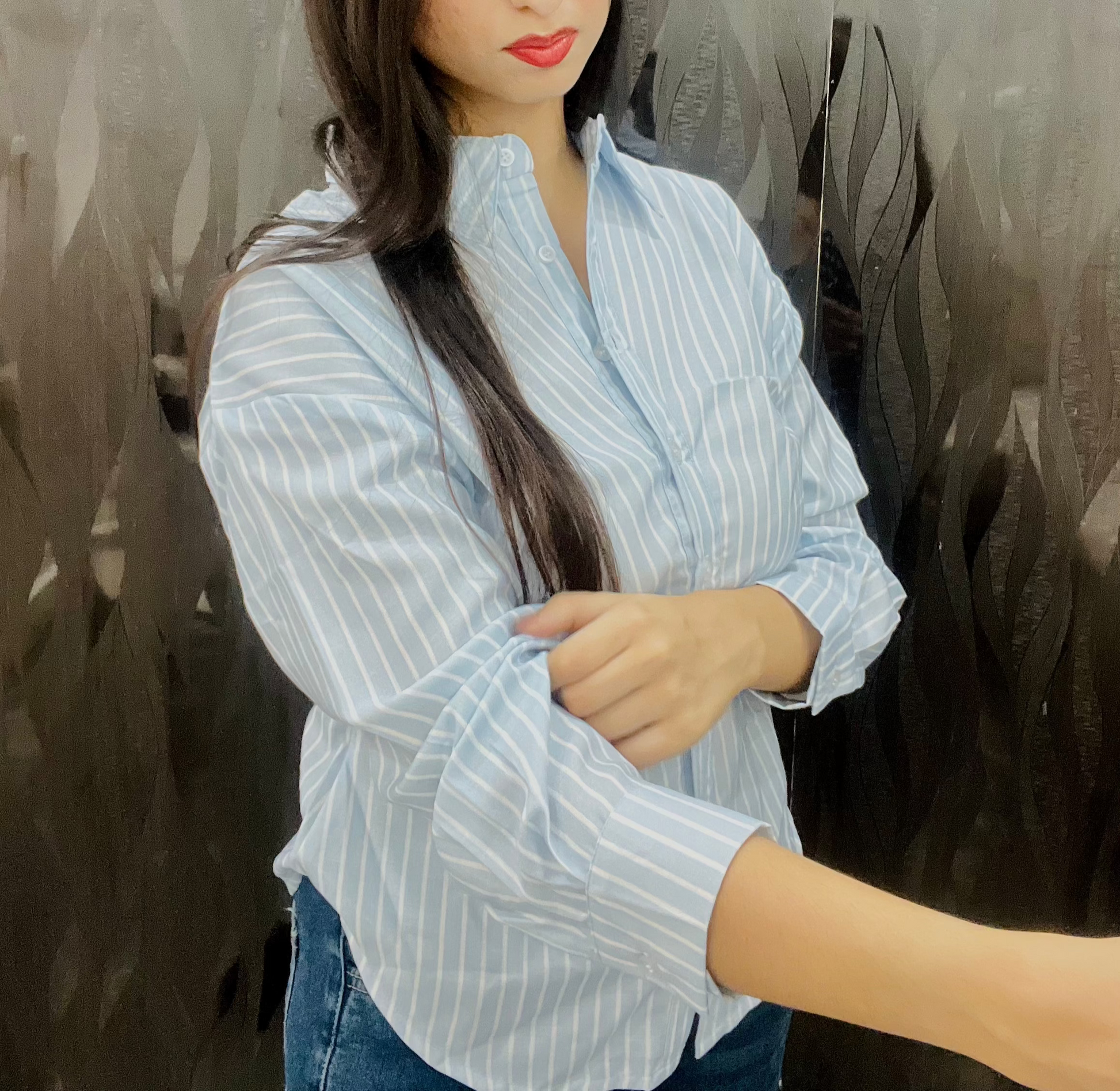 Collar Striped Long Sleeve Shirt