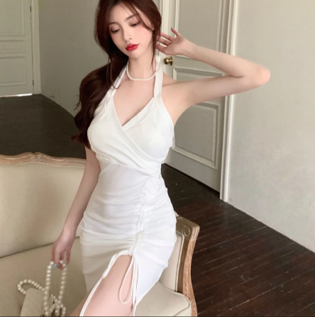 Twilight Halter Ruched Mini Dress