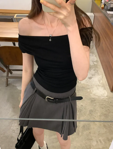 Black Cowl Neck Draped Crop Top