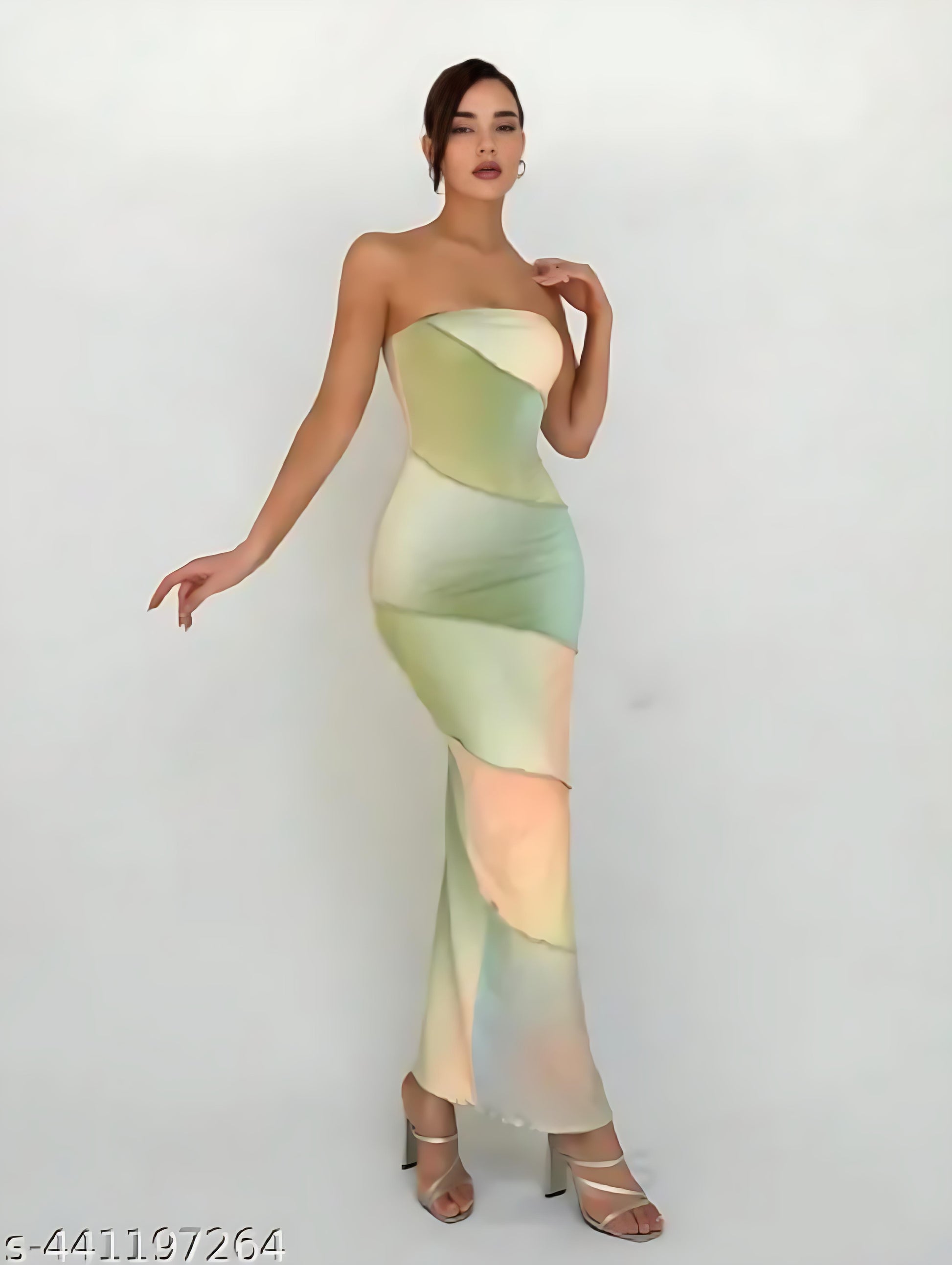 Sunset Mirage Strapless Bodycon Maxi Dress