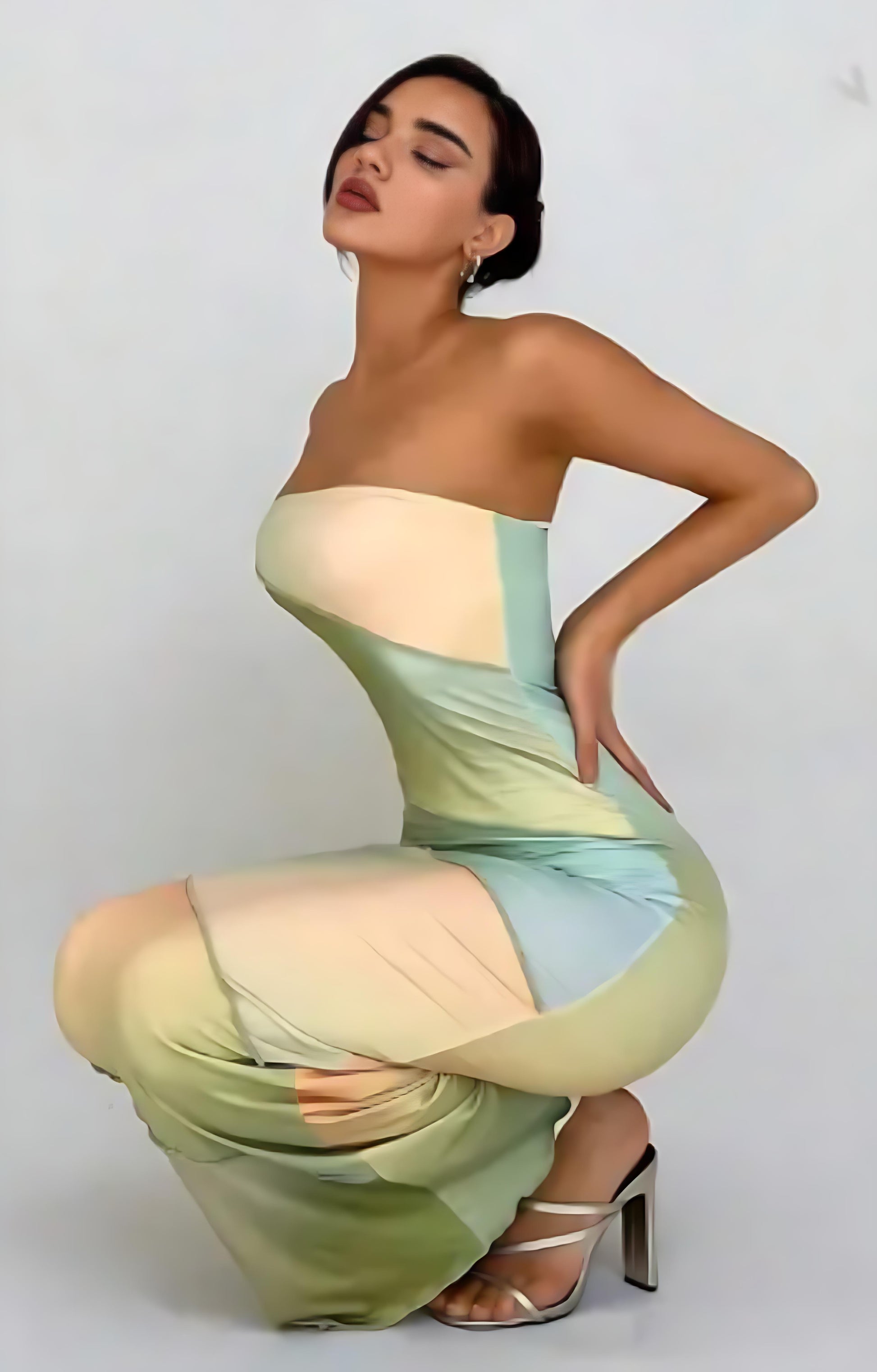 Sunset Mirage Strapless Bodycon Maxi Dress