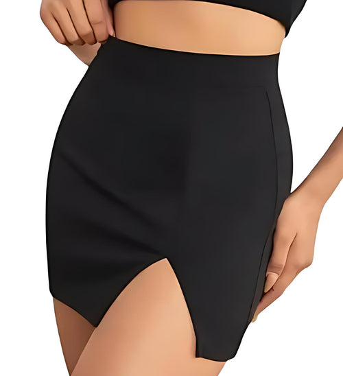 Black Blade Slit Mini Skirt