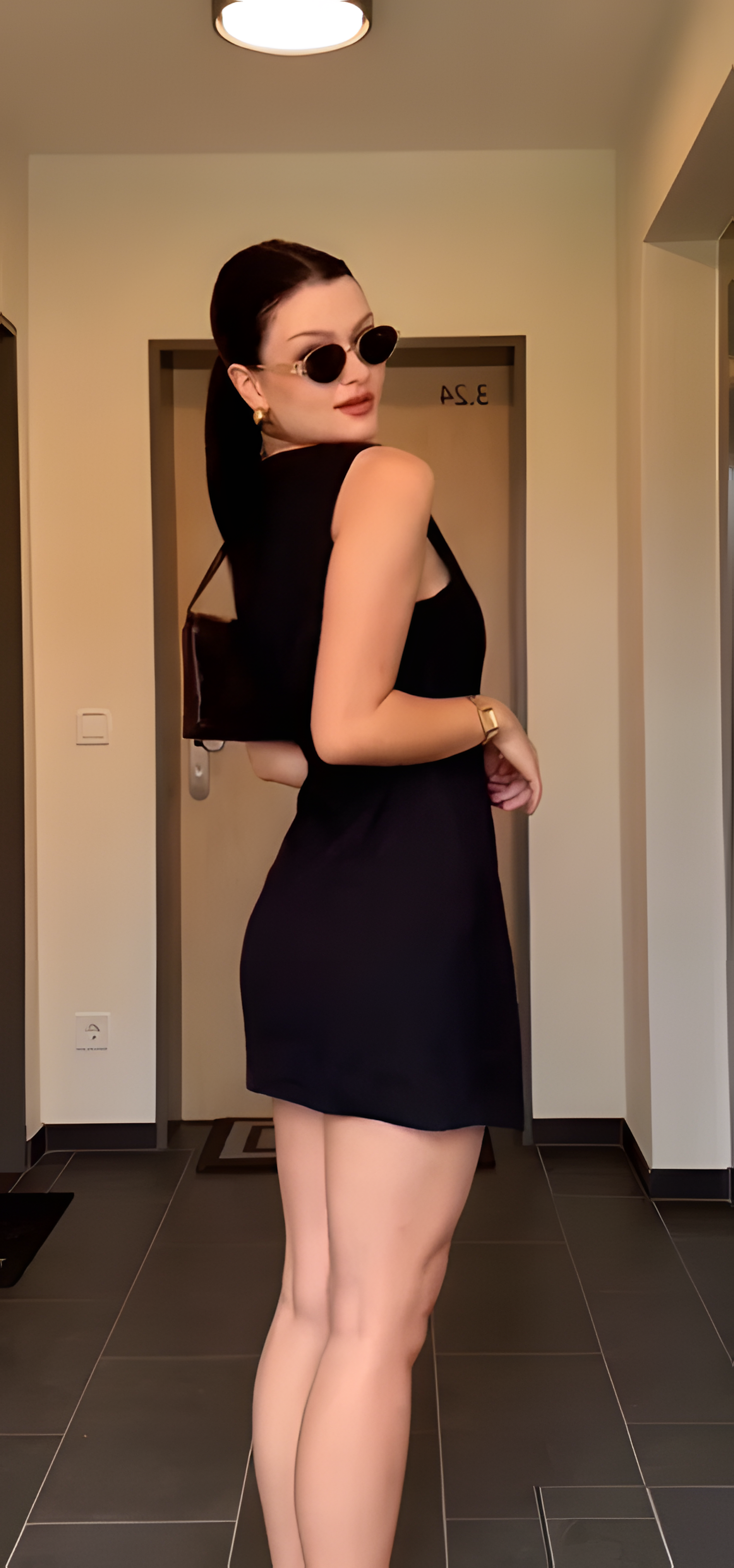 Noir Button-Down Mini Dress