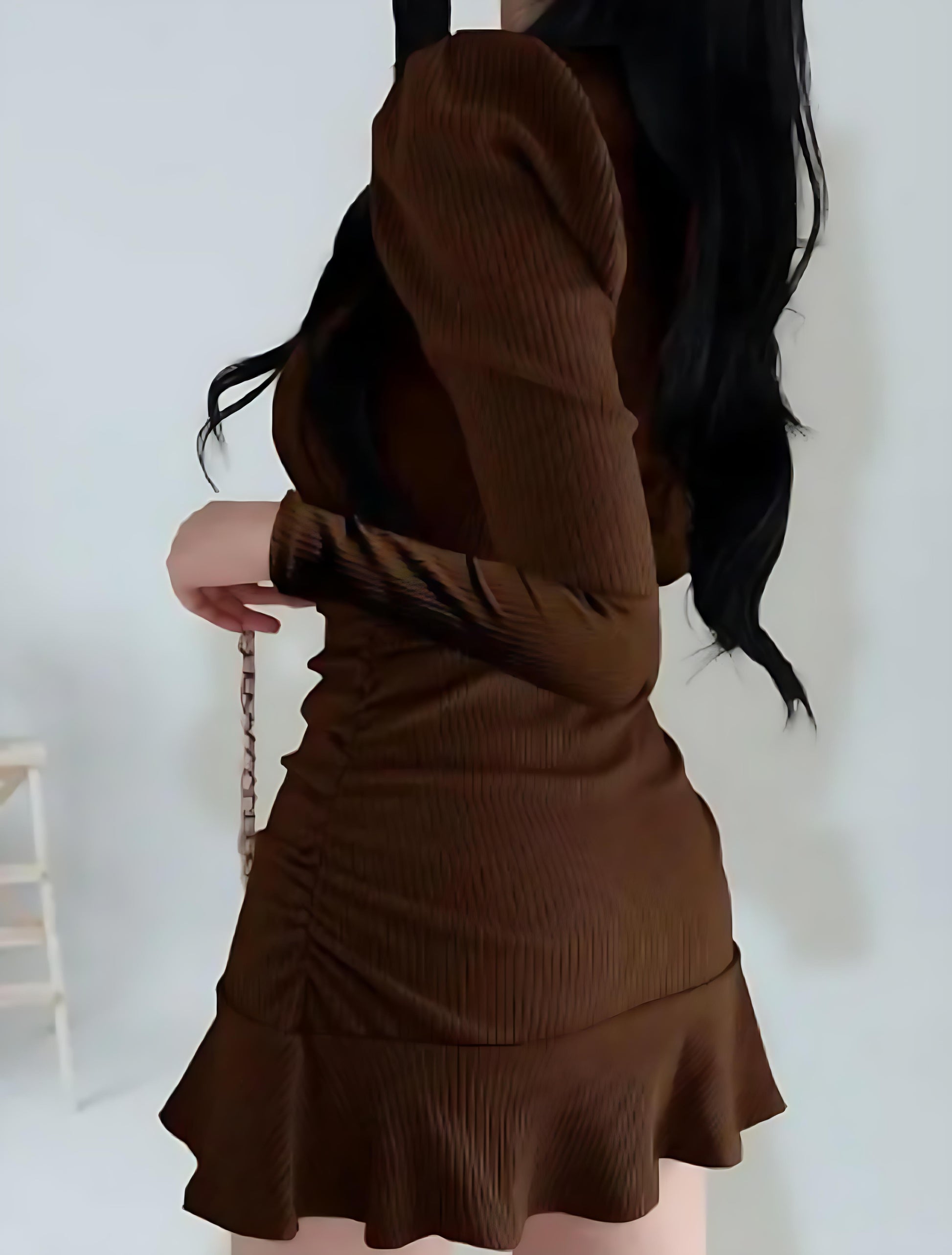 Cocoa Kiss Ribbed Knit Flare Dress