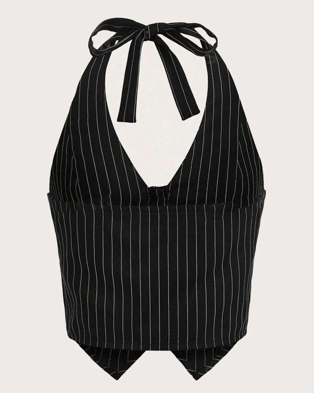 Striped Print Button Front Halter Top