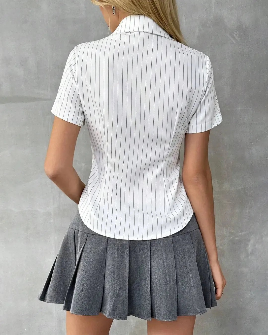 Striped Printed Short Sleeve Shirt