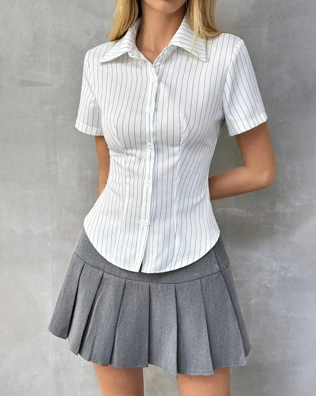 Striped Printed Short Sleeve Shirt