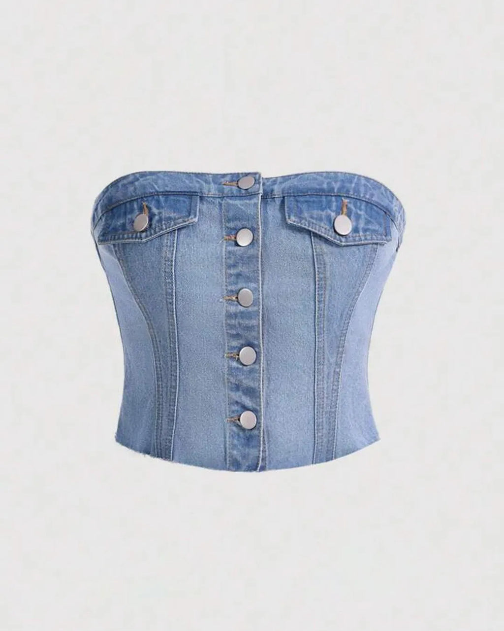 Front Buttoned Denim Corset Top