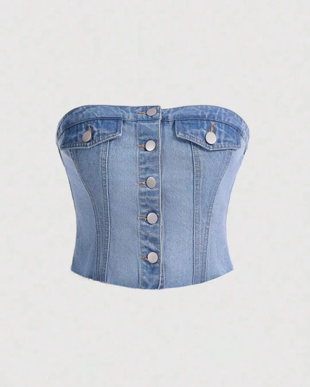 Front Buttoned Denim Corset Top